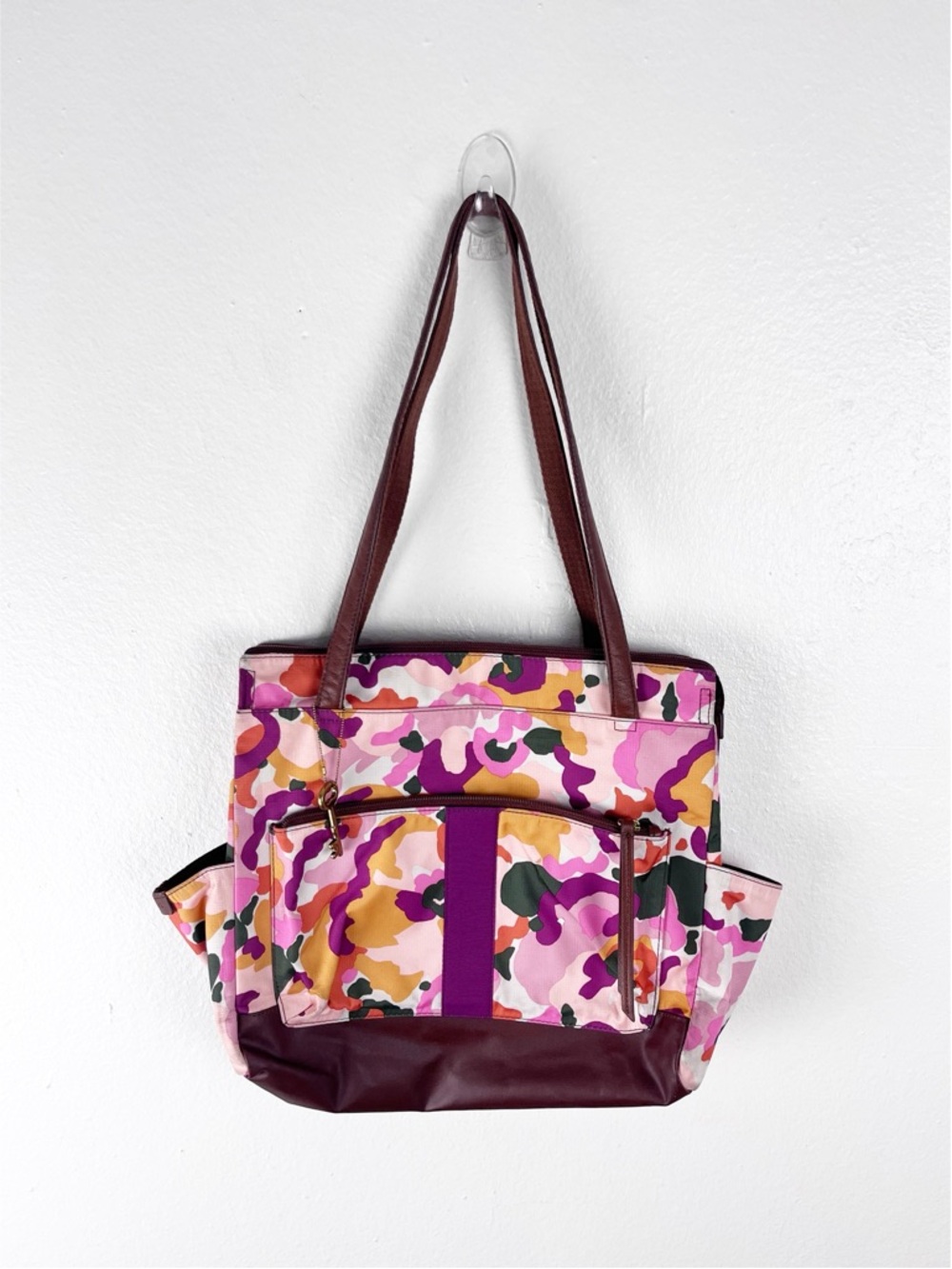 FOSSIL Jenna Floral Double Shoulder Straps Canvas Tote Bag
